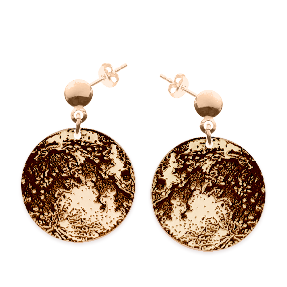 Full Moon - Cercei personalizati luna plina din argint 925 placat cu aur roz